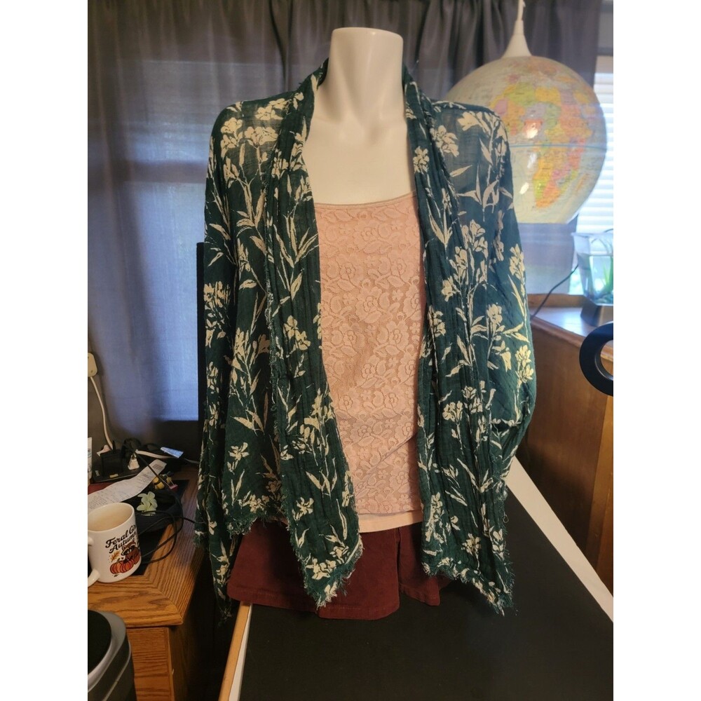 Free People FP One Kimono Cardigan XS/S Oversized Floral Gauze Boho Botanical